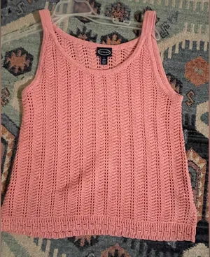 Scoop Sweater Crochet Knit Tank Top in Pink Size S thumbnail 4