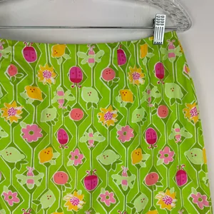 Vtg Lilly Pulitzer Green Floral Spring Mini Skirt Sz 10 Lime Lemon Ladybug thumbnail 3