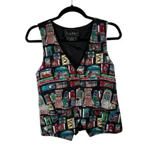 Nicole Miller Vintage 100% Silk Christmas Vest Nutcracker Novelty Womens‎ Medium thumbnail 3