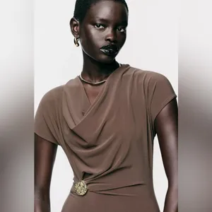 Nwt Zara Draped Dress With Hardware Size S thumbnail 4