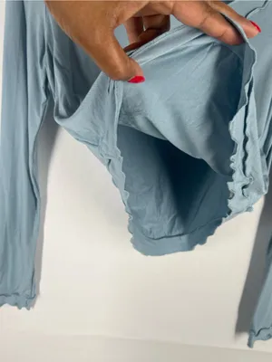 Women’s Long Sleeve Scalloped Edge Top - Dusty‎ Blue Y2K thumbnail 4