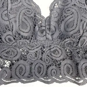 Victoria's Secret PINK L Large‎ Lace Bralette Bra Black Lace Strappy Smocked thumbnail 4
