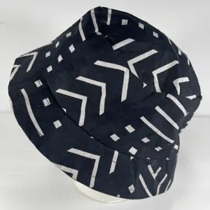 Reversible Bucket Hat Black White Mudcloth Print Boho Festival Sun Hat Unisex thumbnail 4