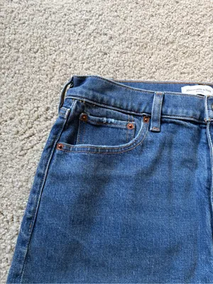 Abercrombie and fitch denim blue mini jean mid rise summer festival short sz 28 thumbnail 3