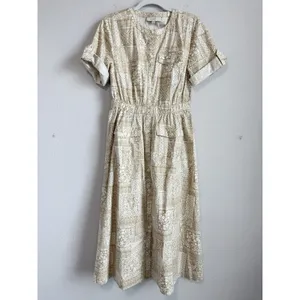 LOFT Tile Utility Midi Pocket Dress Khaki Tan Size 4‎ NEW thumbnail 5