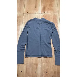 Free People Mock Neck Ribbed Long Sleeve‎ Top Blue Grey Womens Large thumbnail 8