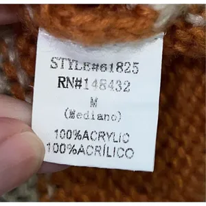 Women’s Striped Fall Oranges/Maroon/Cream Knit Sweater Medium thumbnail 9