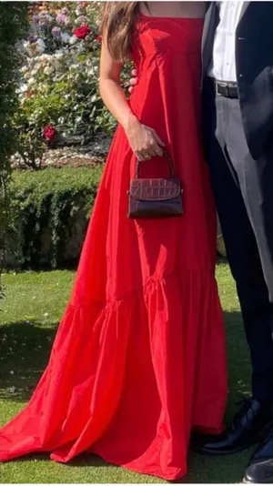 Staud The Florence Gown in Hibiscus Red M/US6-8 thumbnail 1