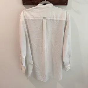 AllSaints Mae Shirt White Pleated Bib Tuxedo Blouse Organic Cotton‎ US 6 thumbnail 5