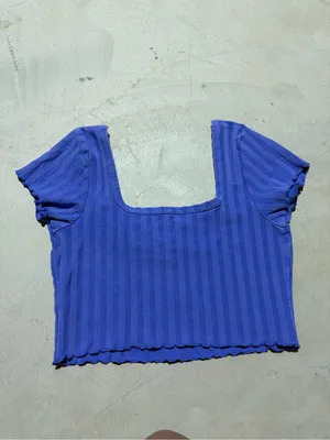 Aerie offline OG Square-Neck Ribbed Crop Top MEDIUM purple/blue thumbnail 6