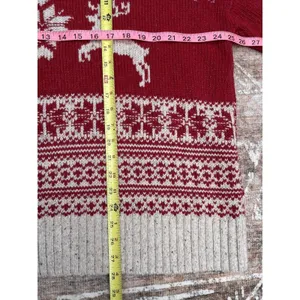 Fat Face UK Wool Blend Fair Isle Red Cream Reindeer Ski Resort Sweater Size 18 thumbnail 13
