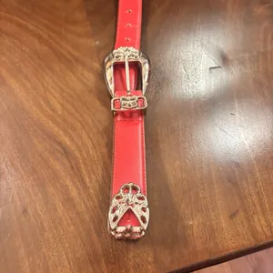 Harve' Benard‎ Red Leather Belt Silver Western Concho Buckle Large 39" Statement thumbnail 7
