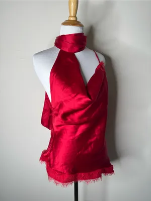 Zara Red Satin Neck Wrap Lace CamisoleTop NWT S thumbnail 5