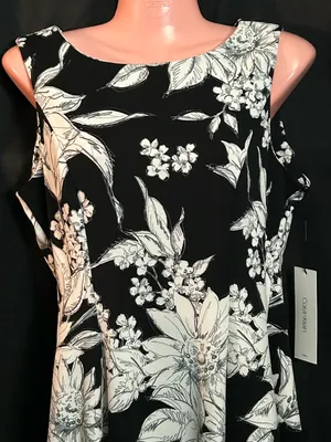 Calvin Klein Women’s Black & White Floral Print Dress SZ 8 NWT thumbnail 3