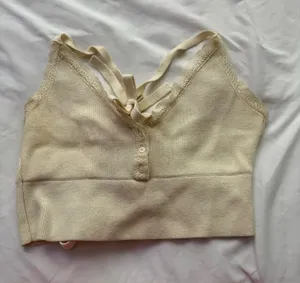 Urban Outfitters Top Cropped Cream thumbnail 1