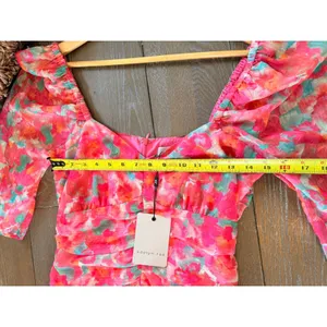 Adelyn Rae Sydney Gathered Mini Dress Womens Rose Coral Small thumbnail 8