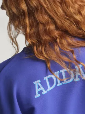 Adidas Soccer Teams Color Block Blue Crewneck Sweatshirt Oversized Womens Small thumbnail 2