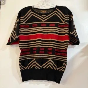 Pendleton Portland Collection Merino Wool Top Blouse Sweater Short Sleeve S Flaw thumbnail 1