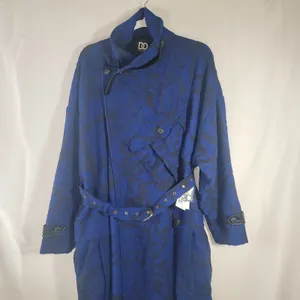Dee Ocleppo Womens Myah Military Belted Jacquard Trench Coat Sodalite Blue XL thumbnail 5