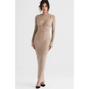 House of‎ CB Giovanna Musk Lace Long Sleeve Maxi Dress NWT Cut Out Small Sexy thumbnail 4