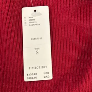 Maeve Anthropologie 2 piece set small halter shrug raspberry red $130 nwt thumbnail 8