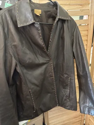 Caslon Classic Women's Lambskin Leather Jacket with Contrast Stitching Medium thumbnail 1
