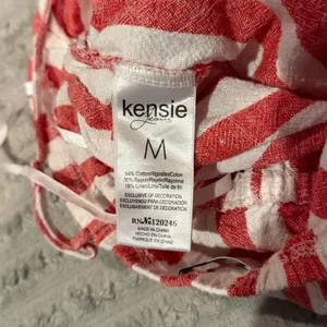 Kensie Jeans Red White Striped Linen Blend Wide Leg Cropped Jumpsuit Medium thumbnail 6