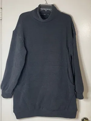 Free People FP beach mock neck oversized pullover gray sweatshirt size Medium thumbnail 1