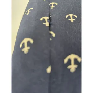 J.Crew Silk Blouse Women 6‎ Anchor Print Navy Blue Gold Button Boatneck* thumbnail 3