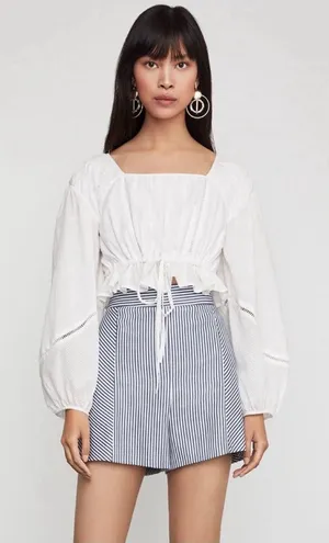 NWT BCBGMaxazria High Waisted Blue‎ & White Striped Shorts Size Medium thumbnail 1