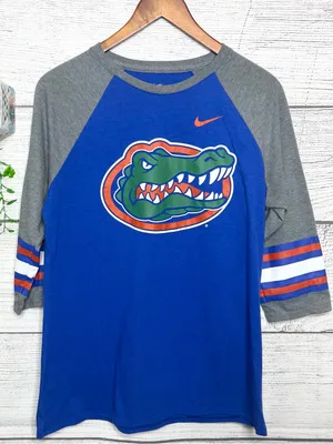 NIKE University of Florida Gators Blue & Orange Sporty Raglan Tee Size Large thumbnail 1