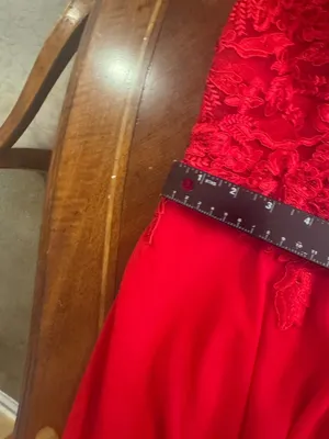 Let's Red Lace Applique Corset Prom Evening Gown SIZE XL thumbnail 14