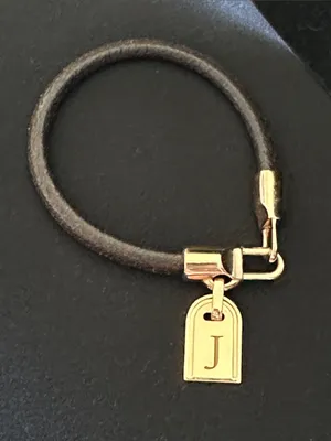 Milor EUC Italian bronze bracelet with initial “J” tag. Genuine leather ban thumbnail 1