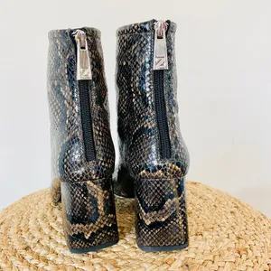 Zara Brown and Black Snakeskin Ankle Boots thumbnail 5