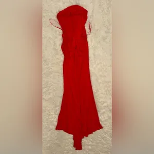 NWOT Staud Julius halter thigh slit red rose Maxi Dress sz S thumbnail 7