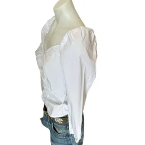 Veronica Beard White Peasant Top SIZE 12 Milkmaid Cottage Cotton Designer $348 thumbnail 5