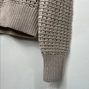 GAP Women's Light Tan open Knit Sweater with shimmery thread size small thumbnail 6