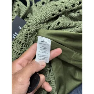 Lulus Green Crochet Knit Tie Halter Neck Wrap Midi Dress Sleeveless Small NWT thumbnail 7