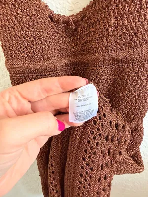 Outcast Braylee Brown knit Crochet Halter Mini Dress - Large L thumbnail 11