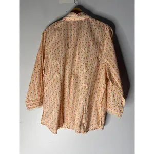 Vintage april Cornell orange floral cotton collar‎ 3/4 sleeve button down XL thumbnail 2