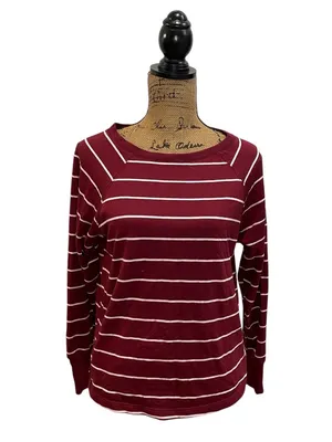 stars above Burgundy & White Striped Long-Sleeve Tee thumbnail 2