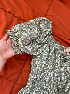 Indulge Sage Green Floral Mini Dress thumbnail 4