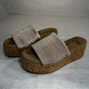 Sam Edelman Metallic Woven Wedge Sandals Size 6 thumbnail 3