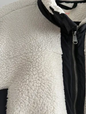 Free People Fleece Jacket XS Ivory & Black thumbnail 6