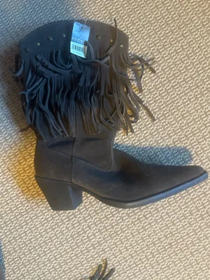Roper fringe suede cowboy boots nwt size 9 light brown thumbnail 2