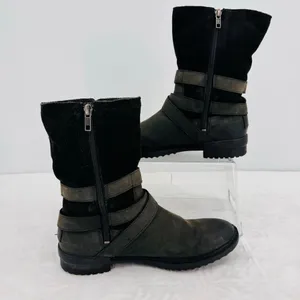 Ugg Lorna Black Boots Waterproof Genuine Leather Wool Lined 8.5” Shaft Size 8.5 thumbnail 3