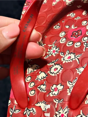 Coach Red Floral Flip Flop Sandals thumbnail 4