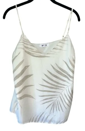 BB Dakota White Palm Leaf Print Camisole Tank Top‎ Sleeveless Summer Blouse thumbnail 1