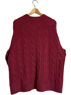 Aerie unREAL Cable Knit Sweater Pullover Women's Small Red Chunky Knit Soft Cozy thumbnail 3