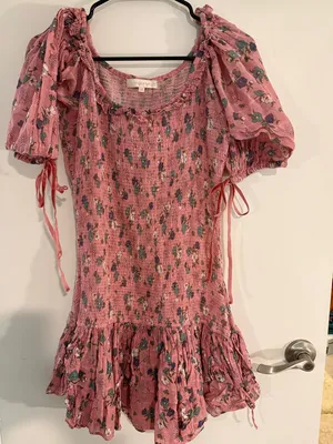 LoveShackFancy Violet dress in the Hollywood Pink colorway thumbnail 2